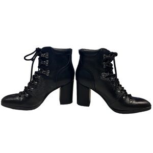 Calvin Klein Evee Black Lace up Leather Boots - Size 9.5